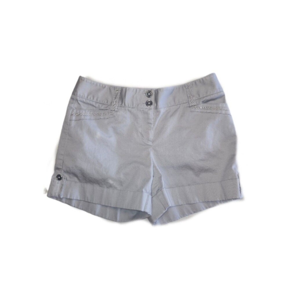 White House Black Market Light Gray Cuffed Cotton Shorts, 2